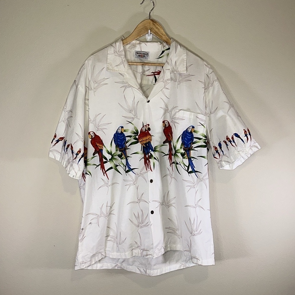 Vintage Pacific Legend Parrot Cotton Short Sleeve Button Front Shirt Men 2XL - Picture 2 of 8